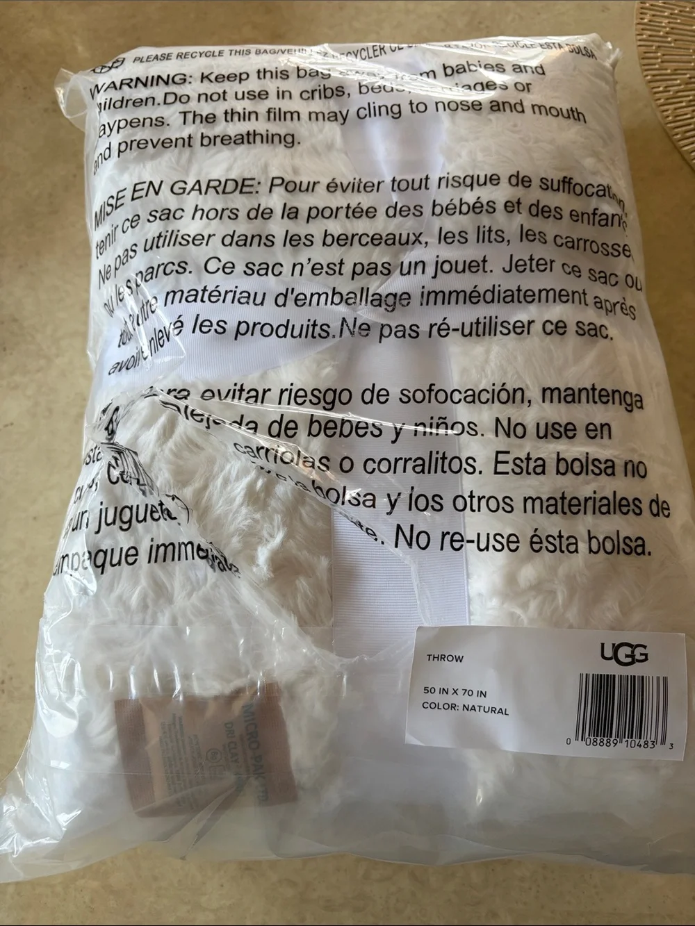 UGG White Plush Luxury Throw Blanket